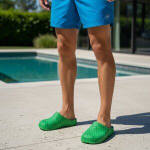 BOTTEGA VENETA 741339 Beebee Green‎ Rubber Clogs, Size 45